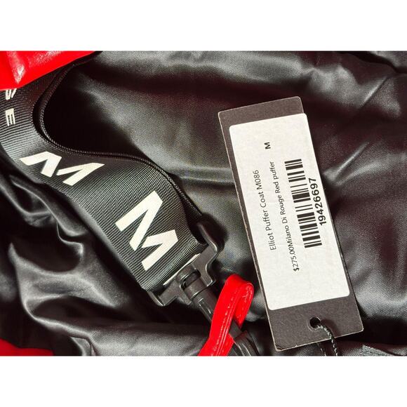 Milano Di Rouge Jacket Mens Medium Red Elliot Puffer Coat Removable Hood M086 - Picture 11 of 16